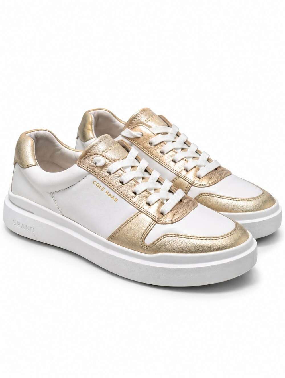 Cole Haan GrandPro Rally White Gold Leather Sneakers Women's 7B